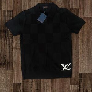 Black checkered pattern Men’s Polo Size M